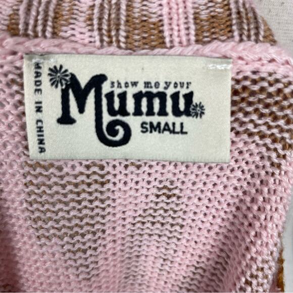 Show Me Your Mumu Pink Leopard V Neck Cliffside Sweater Small - Picture 7 of 9